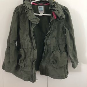 Military-style green utility jacket